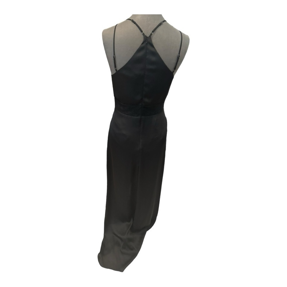 BCBGeneration Black Satin Lace Inset Maxi Dress Sz 4 Strappy Back Evening Formal - Picture 5 of 13